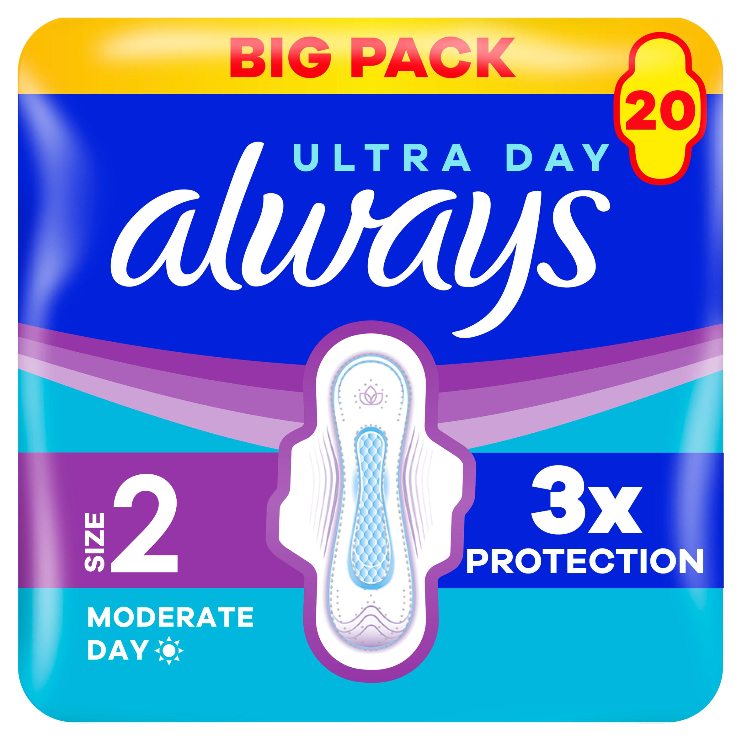 Always Ultra Sanitary Towels Moderate Flow Day (Size 2) Wings 20 Pads