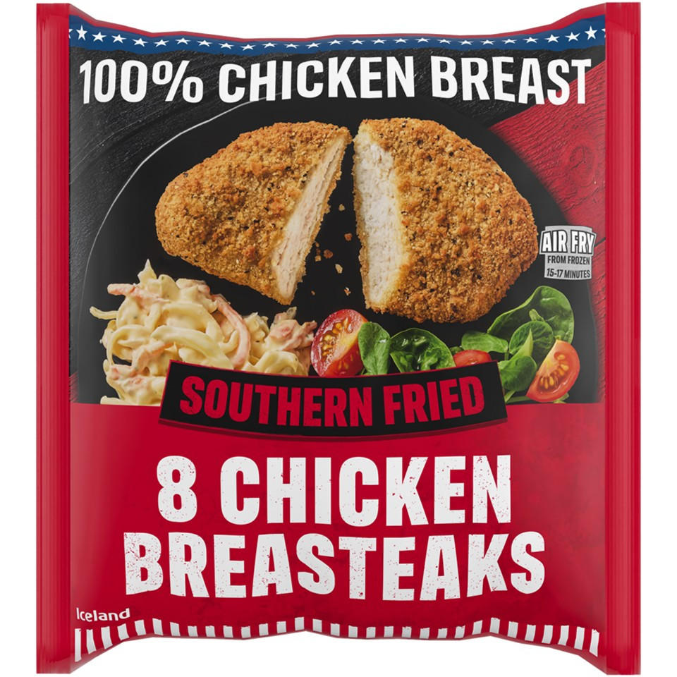 Iceland 8 (approx.) Southern Fried Breasteaks 680g