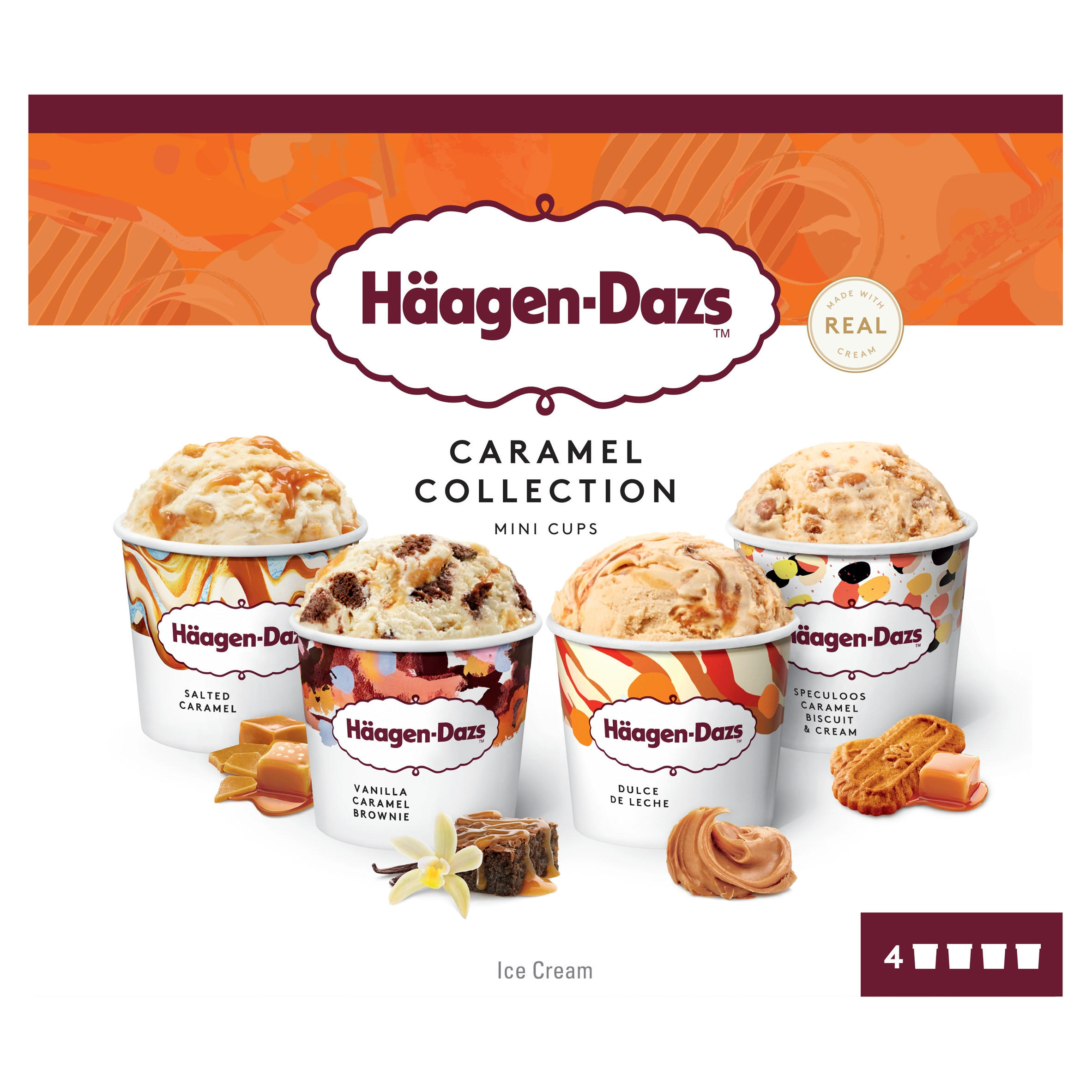 Haagen-Dazs Caramel Collection Mini Cup Ice Cream 4 x 95ml
