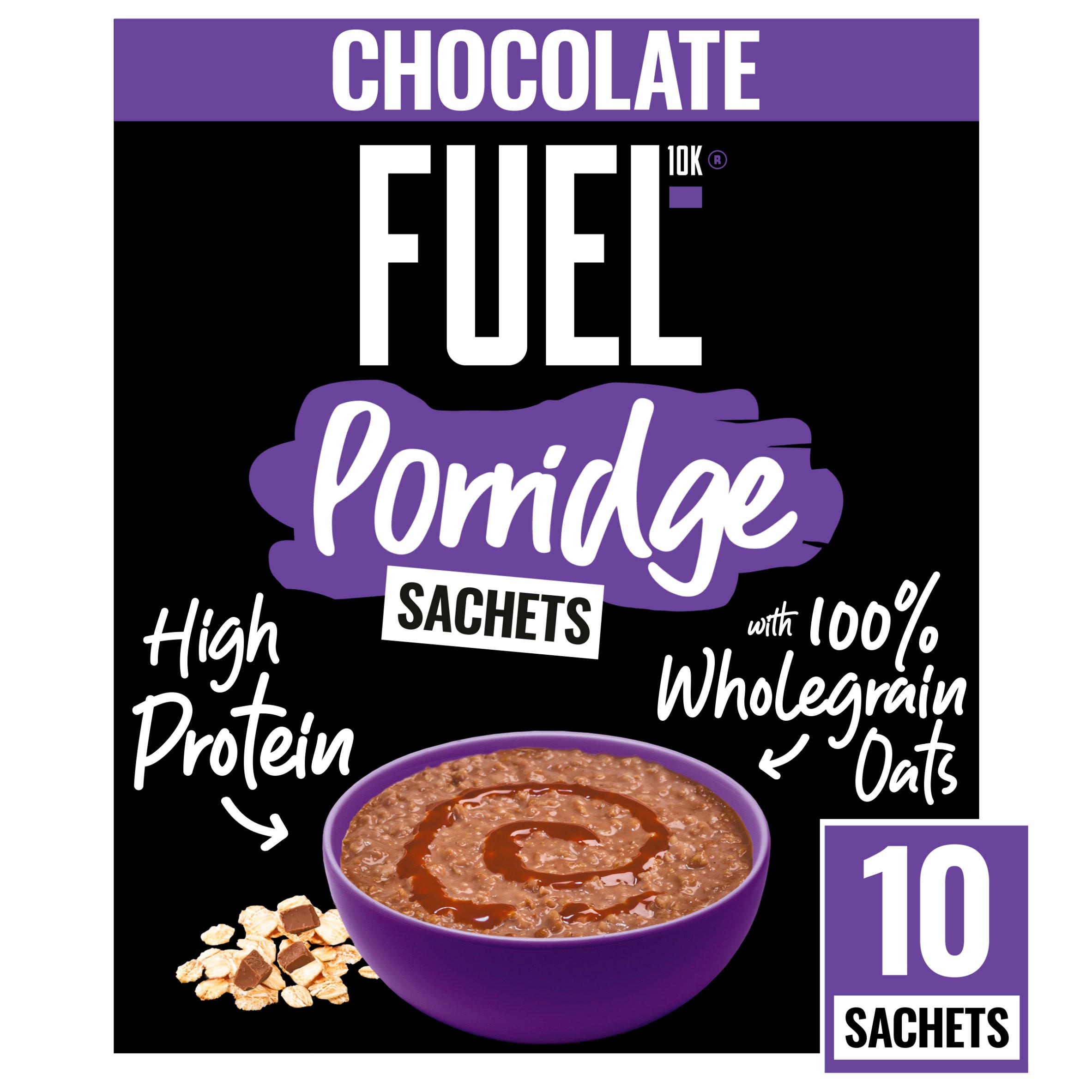 FUEL10K Chocolate Protein Porridge Sachets Oat Cereal Sachets 10x36g
