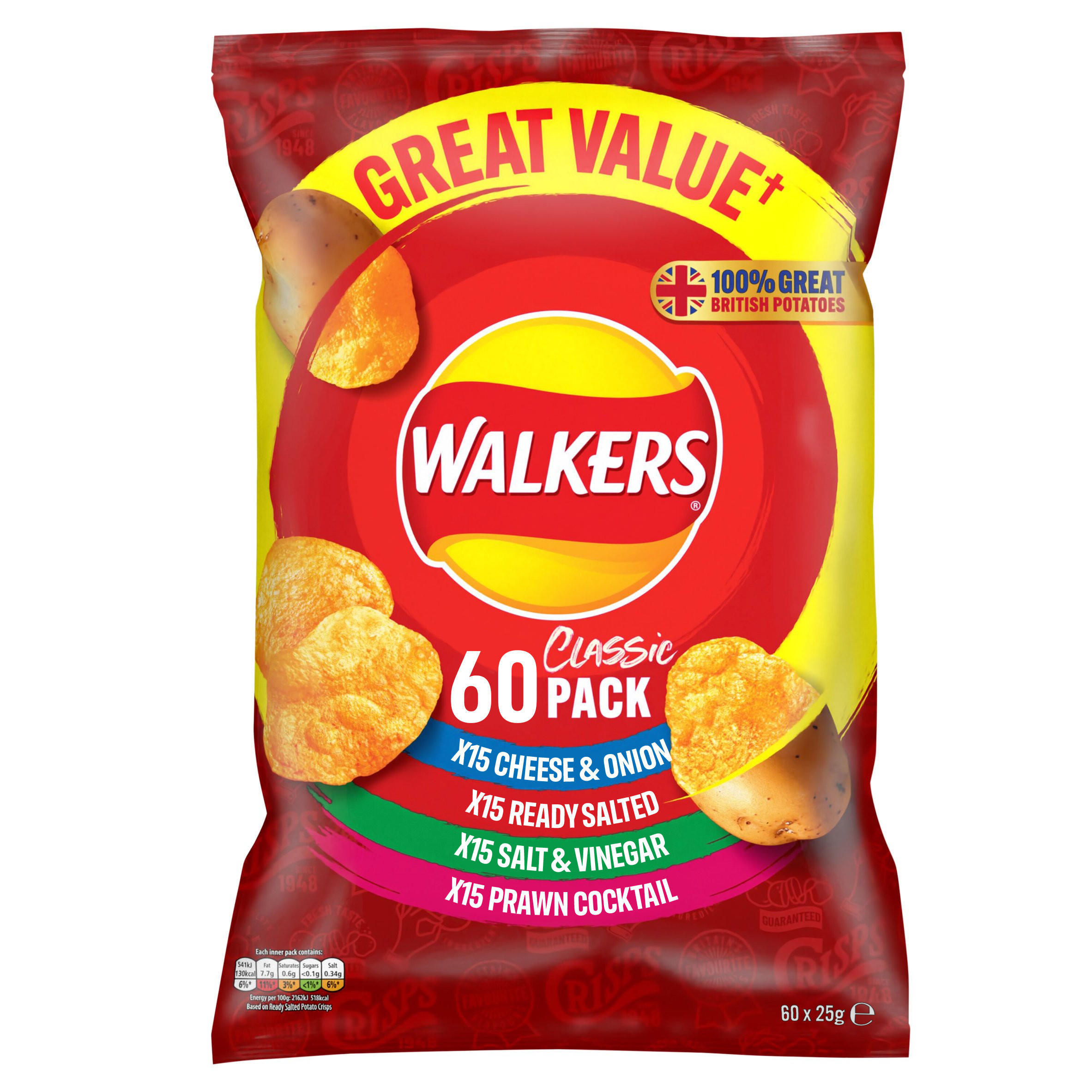 Walkers Classic Variety Multipack Crisps 60pk