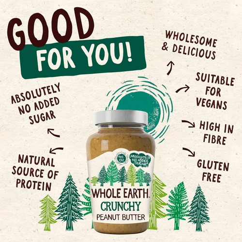 Whole Earth Crunchy Peanut Butter   454g thumbnail 2