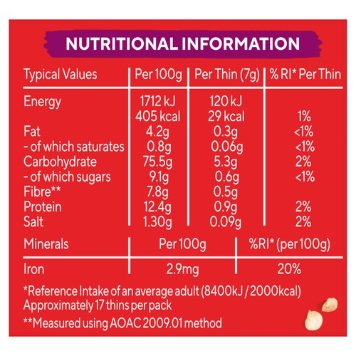 Ryvita Thins Sweet Chilli Flatbread Crackers  thumbnail 4