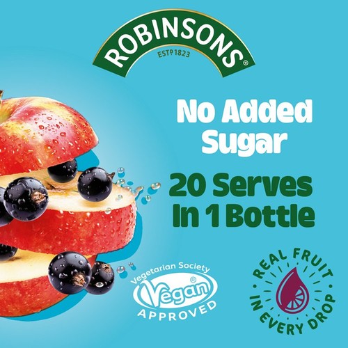 Robinsons Apple & Blackcurrant No Added Sugar Squash 1L thumbnail 2