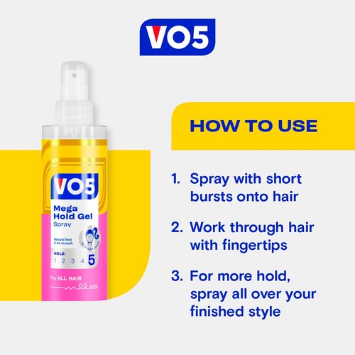 VO5 Mega Hold Gel Spray 200ml thumbnail 5