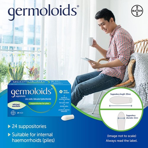 Germoloids Haemorrhoid Suppositories, Piles Treatment with Anaesthetic  thumbnail 2