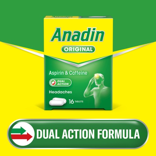 Anadin Original Aspirin & Caffeine Pain Relief Tablets 16s thumbnail 2