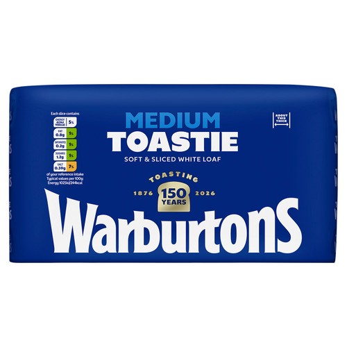 Warburtons Medium White Bread 800g