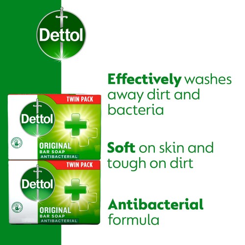 Dettol Original Antibacterial Hand Soap Bar 2 Pack thumbnail 3