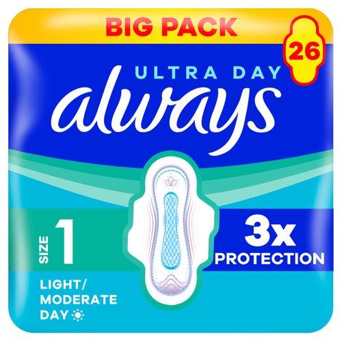 Always Ultra Day Normal Size 1 Sanitary Pads With Wings 26 pads