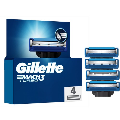 Gillette Mach 3 Turbo Razors For Men 4 Refill Razor Blades