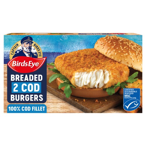 Birds Eye 2 Breaded Cod Fish Burgers