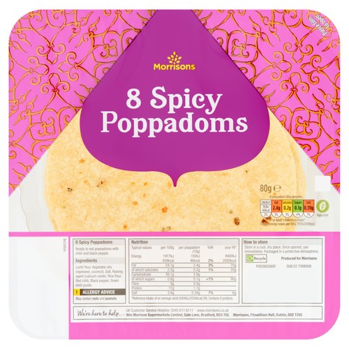 Morrisons Poppadoms Spicy