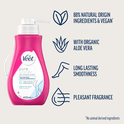 Veet Pure Hair Removal Cream Body & Legs for Sensitive Skin thumbnail 2