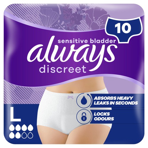 Always Discreet Underwear Incontinence Pants Normal Large 10 pack