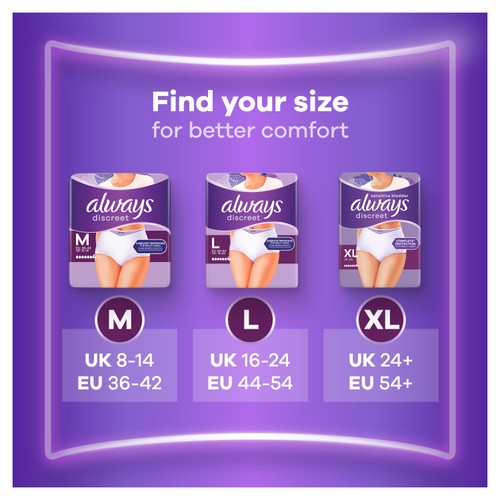 Always Discreet Underwear Incontinence Pants Normal Large 10 pack thumbnail 3