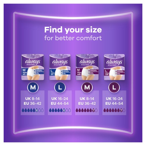 Always Discreet Underwear Incontinence Pants Normal Large 10 pack thumbnail 4