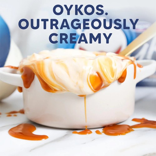 Oykos Salted Caramel Luxury Greek Style Yoghurt Dessert 4x110g thumbnail 3