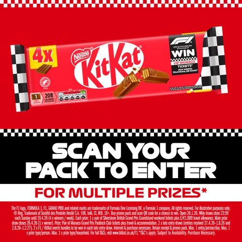 KitKat 4 Finger Milk Chocolate Bar Multipack 4x41.5g thumbnail 3