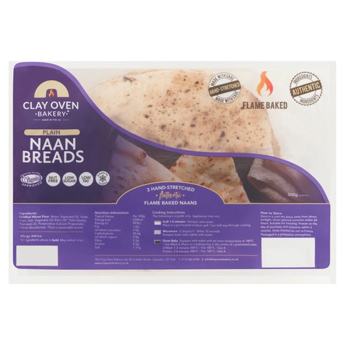 The Clay Oven Bakery Plain Naan Breads 3 pack