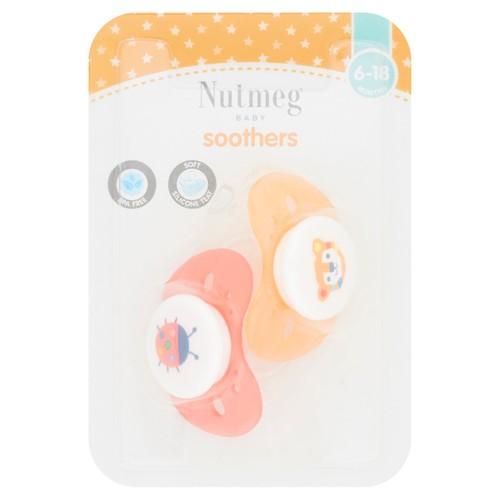Nutmeg Soothers 6-18 Months (colours may vary)