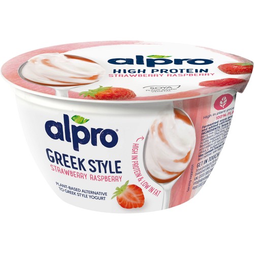 Alpro Greek Style Strawberry Raspberry Yoghurt Alternative 150g thumbnail 2