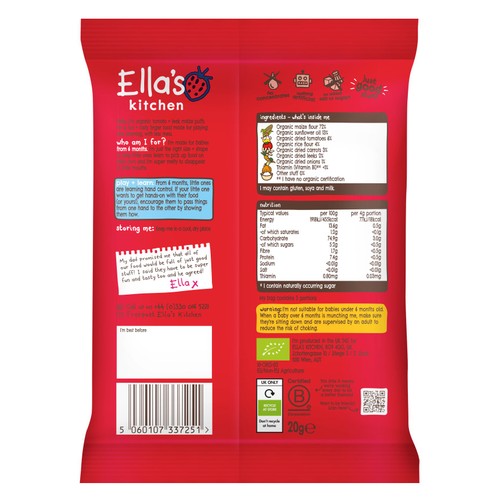 Ella's Kitchen Organic Tomato and Leek Melty Puffs Baby Snack 6+ Months thumbnail 2