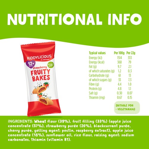 Kiddylicious Strawberry Fruity Bakes Baby Snacks thumbnail 3