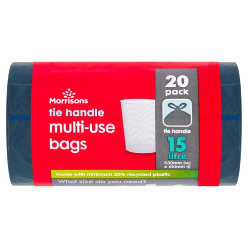 Morrisons 15L Tie Handle Multi Use Bin Bags