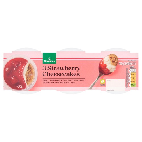 Morrisons 3 Strawberry Cheesecakes