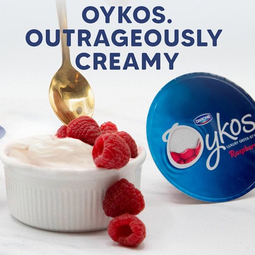 Oykos Raspberry Luxury Greek Style Yoghurt Dessert 4x110g thumbnail 3