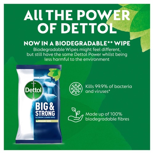 Dettol Big & Strong Antibacterial Bathroom Cleaning Wipes  thumbnail 3