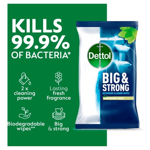 Dettol Big & Strong Antibacterial Bathroom Cleaning Wipes  thumbnail 5