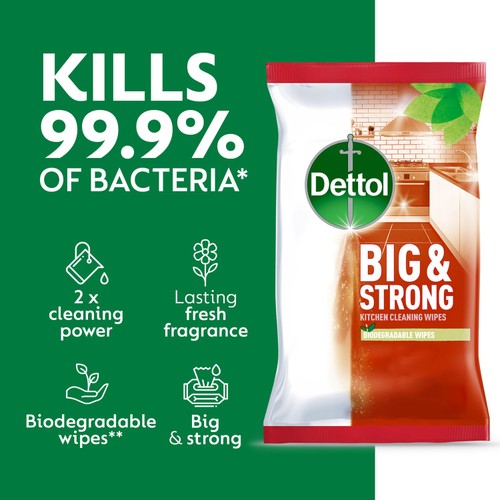 Dettol Big & Strong Antibacterial Kitchen Cleaning 25 XL Wipes thumbnail 3