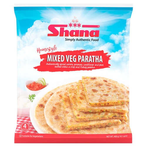 Shana 4 Pack Mixed Vegetable Paratha 400g