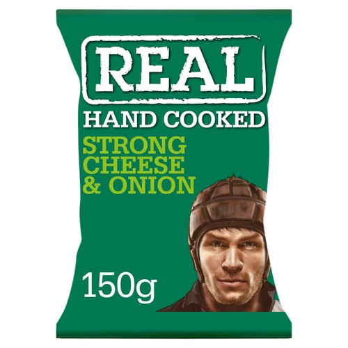 Real Handcooked Strong Cheese & Onion Potato Crisps 150g