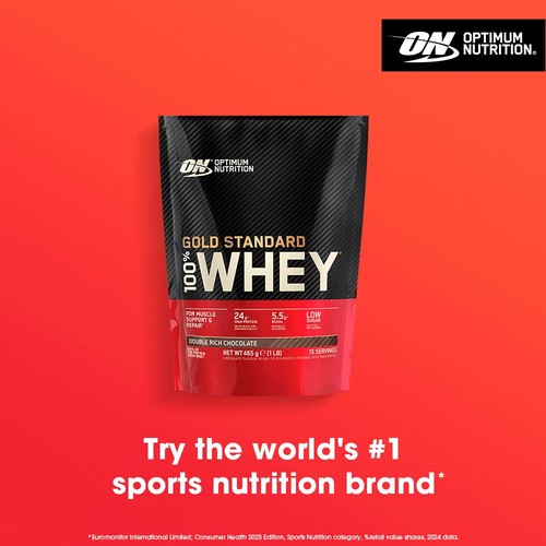 Optimum Nutrition Whey Protein Powder, Double Rich Chocolate Flavour 465g thumbnail 2