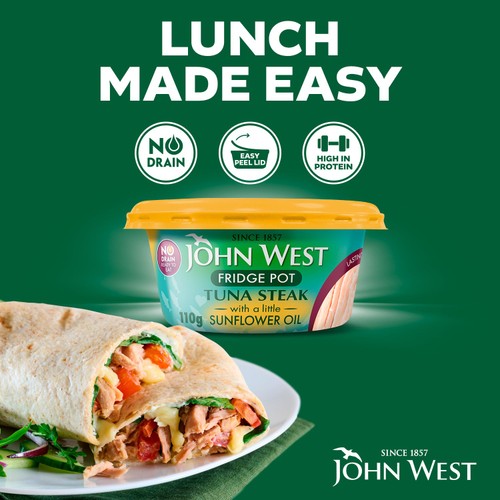 John West No Drain Fridge Pot Tuna Steak with a Little Sunflower Oil 110g thumbnail 4