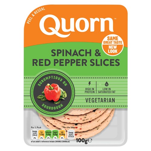 Quorn Spinach and Red Pepper Slices