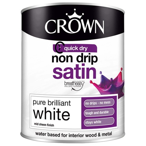Crown Non Drip Satin Pure Brilliant White 