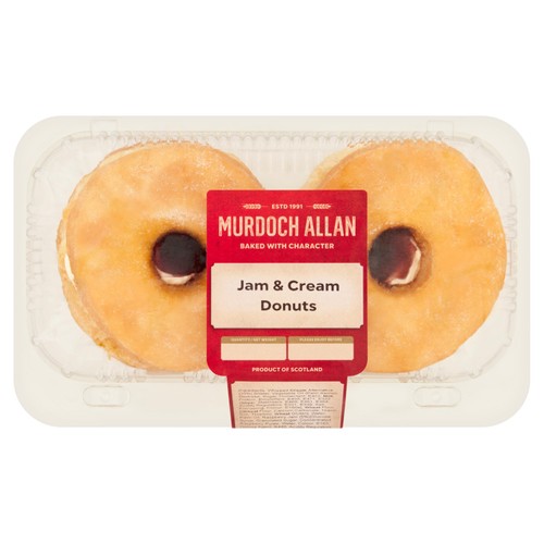 Murdoch Allan Craft Bakery Jam & Cream Donuts 2 Pack