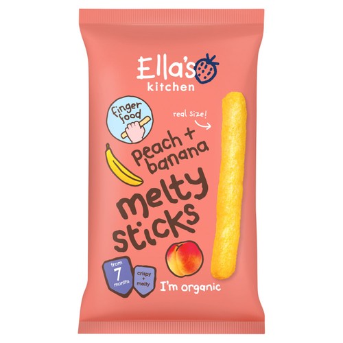 Ella's Kitchen Peach & Banana Melty Sticks Baby Snack 7+ Months