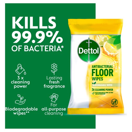 Dettol Antibacterial Floor Wipes Lemon & Lime Extra Large thumbnail 3
