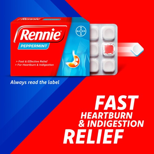 Rennie Peppermint Heartburn & Indigestion Chewable Tablets thumbnail 3