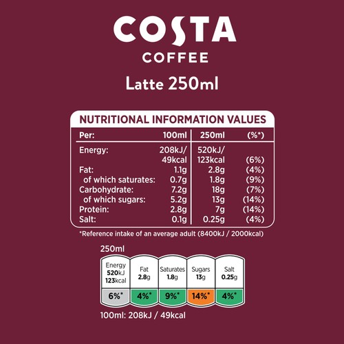 Costa Coffee Classic Latte Iced Coffee 250ml thumbnail 3