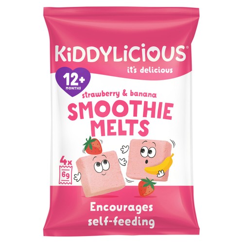 Kiddylicious Strawberry & Banana Smoothie Melts Baby Snacks Multi