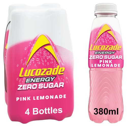 Lucozade Zero Drink Pink Lemonade 4 pack
