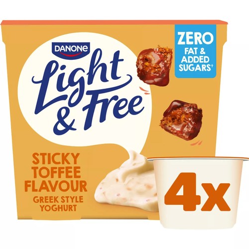 Light & Free Sticky Toffee Flavour Greek Style 0% Added Sugar Fat Free Yoghurt