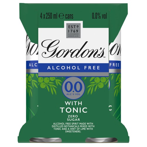 Gordon's Alcohol Free & Tonic With Lime 5% vol 4 x Ready to Drink Can thumbnail 2