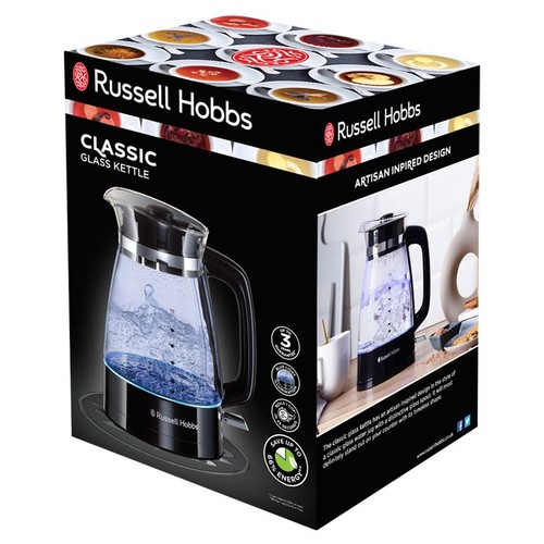 Russell Hobbs Cordless Electric Glass Kettle Black 26080 thumbnail 2